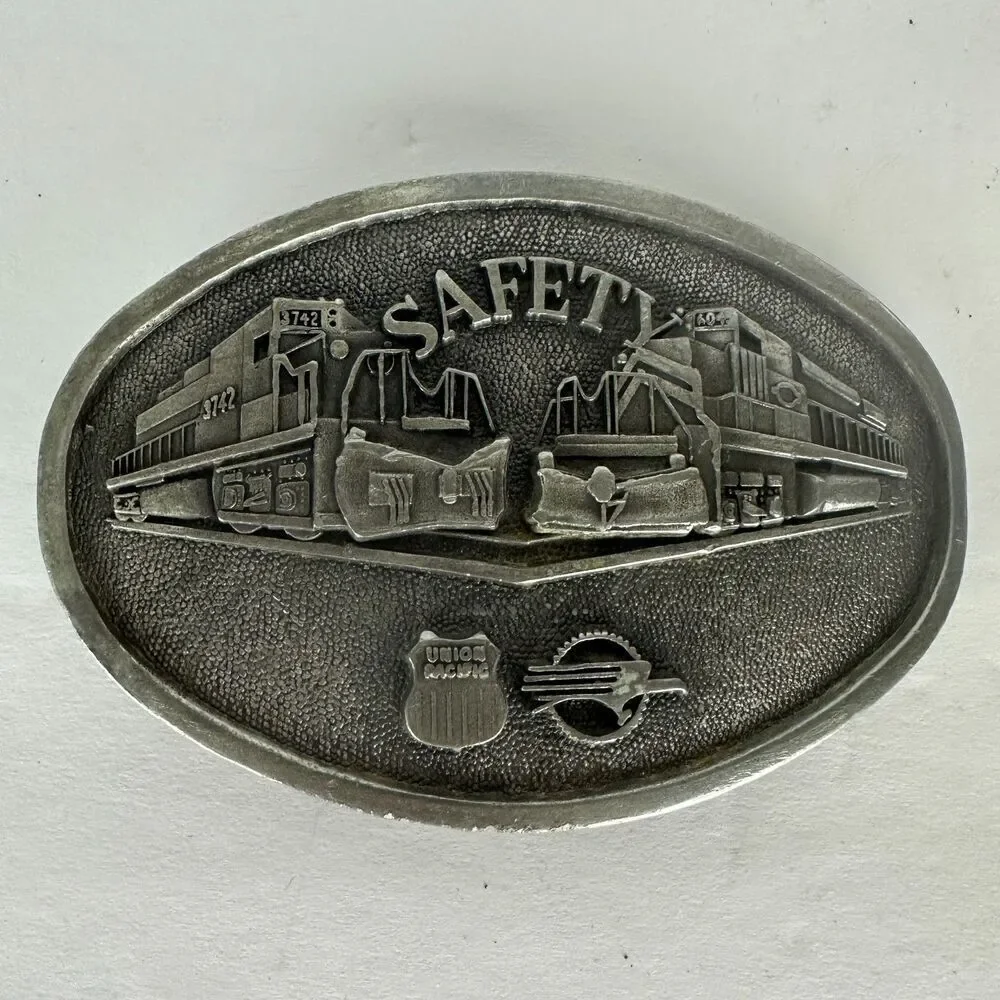 Vintage Union Pacific Missouri Pacific Merger 1983 Belt Buckle Pewter #4786